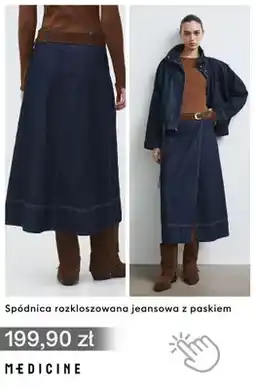 Medicine Spódnica rozkloszowana jeansowa z paskiem Medicine oferta