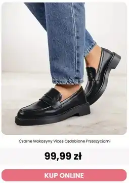 Renee Czarne mokasyny Vices ozdobione przeszyciami oferta