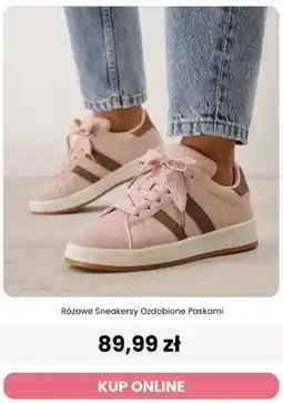 Renee Różowe sneakersy ozdobione paskami Reneé oferta