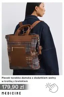 Medicine Plecak torebka damska z dodatkiem wełny w kratkę z brelokiem Medicine oferta