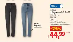 Lidl Jeansy straight fit damskie z bawełną Esmara oferta