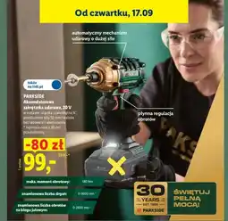 Lidl Akumulatorowa zakrętarka udarowa Parkside oferta