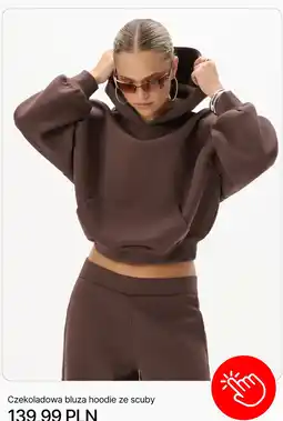 Cropp Czekoladowa bluza hoodie ze scuby oferta