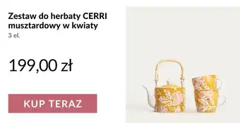 Zestaw do herbaty cerri musztardowy w kwiaty