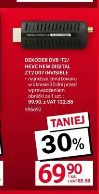 Selgros Dekoder DVB-T2/HEVC ZT2 007 Invisible New Digital oferta