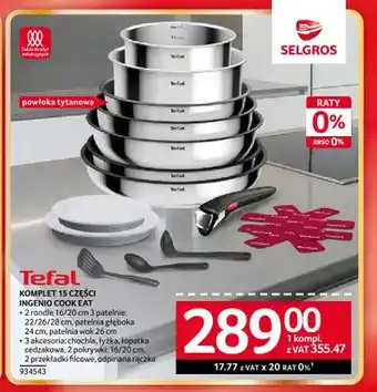 Selgros Komplet 15 części Ingenio Cook Eat Tefal oferta