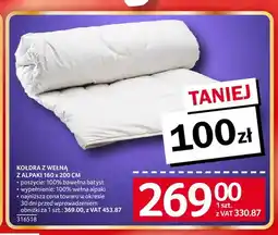 Selgros Kołdra z wełną z alpaki 160x200 cm oferta