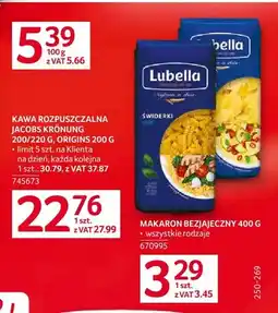 Selgros Makaron bezjajeczny Lubella oferta