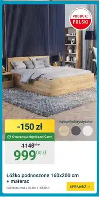 ERLI Łóżko podnoszone 160x200 cm + materac oferta
