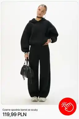 Cropp Czarne spodnie barrel ze scuby Cropp oferta