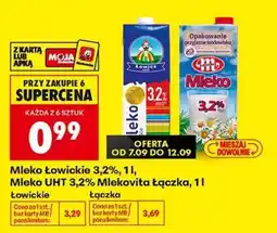 Biedronka Mleko Łowickie 3,2%, 1l, Mleko UHT 3,2% Mlekovita Łączka, 1l oferta