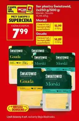 Biedronka Ser plastry Światowid 2x250 g / 500 g oferta
