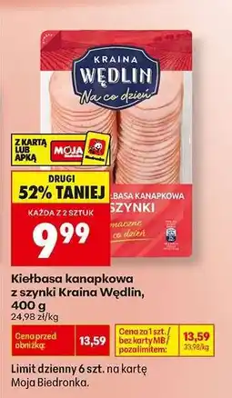 Biedronka Kiełbasa kanapkowa z szynki Kraina Wędlin, 400 g oferta