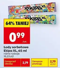 Biedronka Lody sorbetowe Ekipa XL, 65 ml oferta