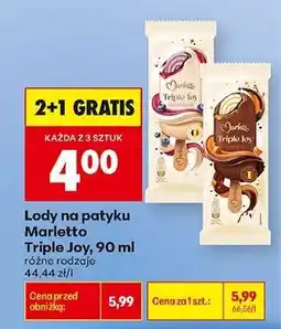 Biedronka Lody na patyku Marletto Triple Joy, 90 ml oferta