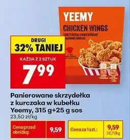 Biedronka Panierowane skrzydełka z kurczaka w kubku Yeemy, 315 g+25 g sos oferta