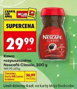 Biedronka Kawa rozpuszczalna Nescafe Classic , 200 g oferta