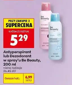 Biedronka Antyperspirant lub Dezodorant w spray’u Be Beauty, 200 ml oferta