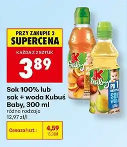 Biedronka Sok 100% lub sok + woda Kubus Baby, 300 ml oferta