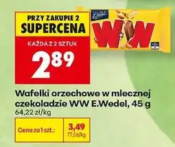 Biedronka Wafelki orzechowe w mlecznej czekoladzie WW E.Wedel, 45 g oferta
