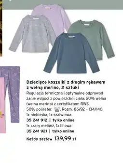 Tchibo Dziecięce koszulki z długim rękawem z wełną merino 2-pak oferta