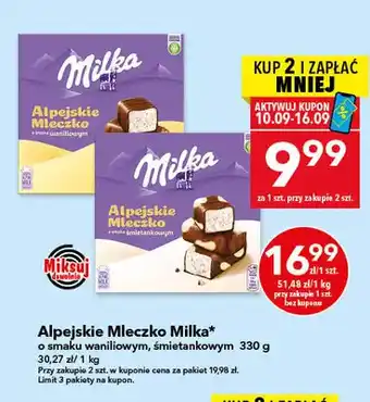 Alpejskie Mleczko Milka o smaku waniliowym