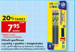 Auchan Ołówki grafitowe z gumką + gumka + temperówka Astra oferta
