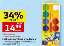 Auchan Farby akwarelowe + pędzelek Astra 12 kolorów oferta