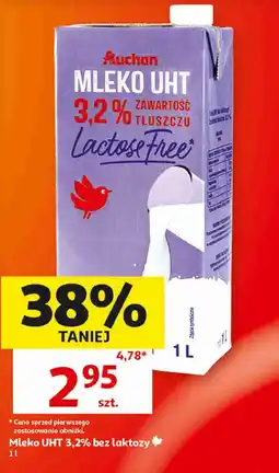 Auchan Mleko UHT 3,2% bez laktozy Lactose Free Auchan oferta