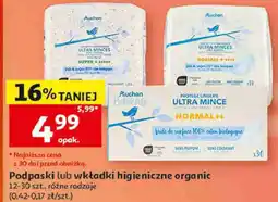 Auchan Podpaski lub wkładki higieniczne organic Auchan oferta