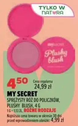 Drogerie Natura My Secret Sprężysty Róż do Policzków, Plushy Blush oferta