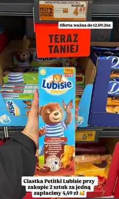 Biedronka Ciastka Petitki Lubisie z nadzieniem czekoladowym oferta