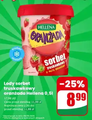 Lody sorbet truskawkowy oranżada Hellena