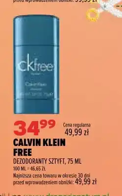 Drogerie Natura Dezodorant sztyft Calvin Klein Free oferta