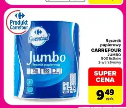 Carrefour Ręcznik papierowy Carrefour Jumbo 500 listków 2-warstwowy oferta