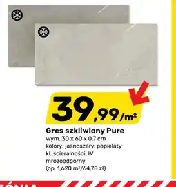 Bricomarche Gres szkliwiony Pure jasnoszary 30x60x0,7 cm mrozoodporny oferta