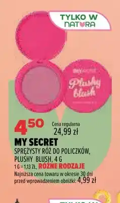 Drogerie Natura Sprężysty róż do policzków Plushy Blush My Secret oferta