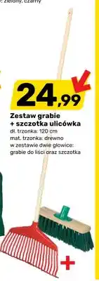 Bricomarche Zestaw grabie i szczotka ulicówka trzonek 120 cm oferta