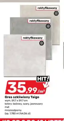 Bricomarche Gres szkliwiony Taigo beżowy mat mrozoodporny rektyfikowany oferta