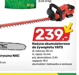 Bricomarche Nożyce akumulatorowe do żywopłotu Yato 55 cm 18V 2Ah oferta
