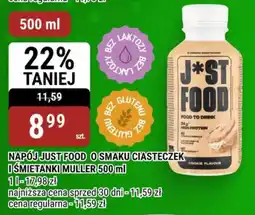 bi1 Napój Just Food o smaku ciasteczek i śmietanki Muller oferta