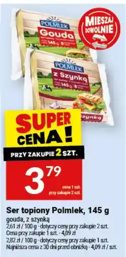 Twój Market Ser topiony Polmlek, 145 g gouda, z szynką oferta