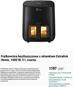 Biedronka Frytkownica beztłuszczowa z okienkiem Extralink Home, 1400 W, 5 l, czarna oferta