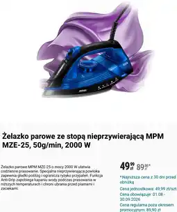 Biedronka Żelazko parowe ze stopą nieprzywierającą MPM MZE-25, 50g/min, 2000 W oferta
