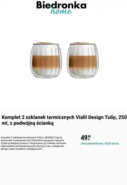 Biedronka Komplet 2 szklanek termicznych Vialli Design Tulip, 250 ml, z podwójną ścianką oferta