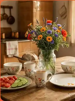 Biedronka Zestaw obiadowy w kwiaty Biedronka Home oferta