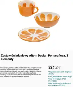 Biedronka Zestaw śniadaniowy Altom Design Pomarańcza, 3 elementy oferta