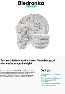 Biedronka Zestaw řniadaniowy dla 2 os3b Altom Design, 6 element3w, magnolia błękit oferta
