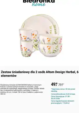 Biedronka Zestaw śniadaniowy dla 2 osób Altom Design Herbal, 6 elementów oferta