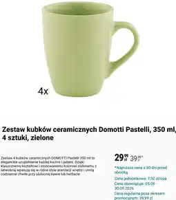 Biedronka Zestaw kubków ceramicznych Domotti Pastelli, 350 ml, 4 sztuki, zielone oferta